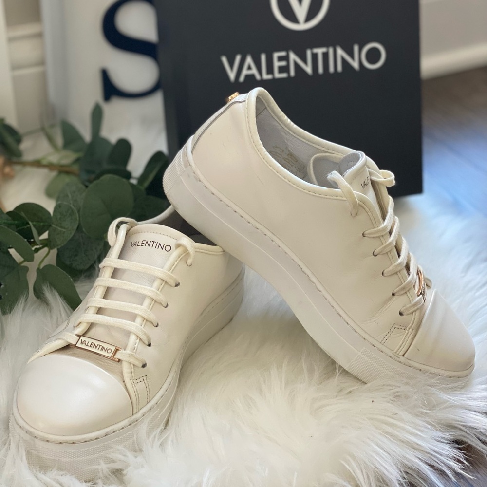 Valentino dalia off white leather platform woman sneakers size 7.5